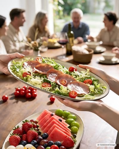 famiware Serving Platters Set of 3 Sizes - Oval, Light khaki - Image 3