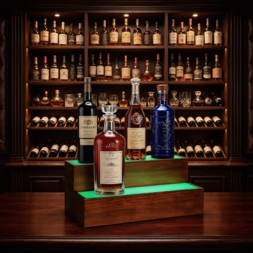 2 Pack LED Liquor Bottle Display Shelf , 2 Tier Real Wood Bar Shelves for Liquor Bottles, Lighted Bar Bottle Display Shelves with Remote, Bottle Organizer for Home Bar, Holds Up to 20 Bottles - Image 7