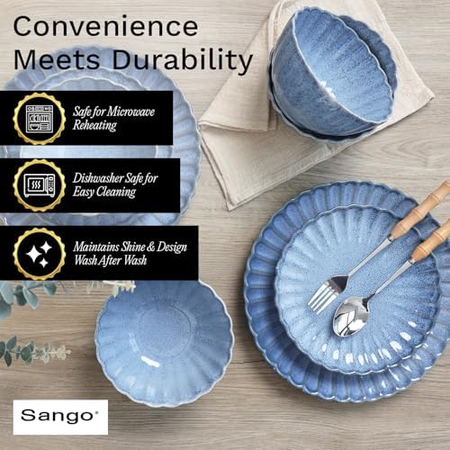12 Pieces Stoneware Dinnerware Set, Microwave and Dishwasher Safe, for 4 - Image 5