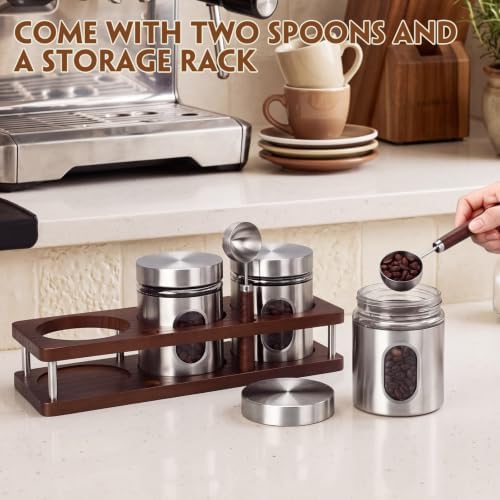 Suclain Stainless Steel Coffee Grounds Canisters with Shelf 3 x 20oz - Image 3