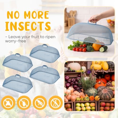 Hicarer 4 Pcs Metal Mesh Food Covers for Outdoors 18 Inch, Blue - Image 3