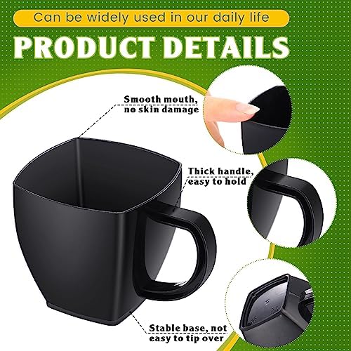 Amyhill 50 Pcs 5 oz Disposable Plastic Tea Cups with Handle, Black - Image 3