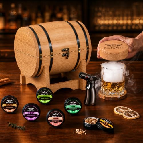 INSISART Whiskey Smoker Kit, Old fashioned Smoker Kit with Barrel, Natural - Image 3