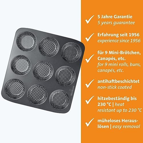 Westmark Miniroll 9 Seater Non-Stick Perforated Mould, Black, 0.9 kg - Image 2