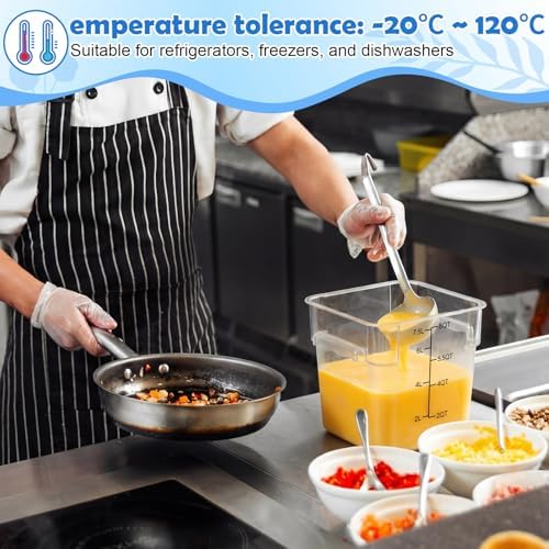 Suclain 2 Pcs Square Food Storage Container Polycarbonate Clear Food Container with Gray Lid Commercial Rice Storage with Gray Graduations for Commercial Kitchen(8 Qt) - Image 5