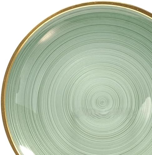 OCCASIONS 120PCS Green Plastic Plates with Gold Rim (60 Guests) - Heavy Duty Fancy Wedding Party Plates - 60 x 10" Dinner + 60 x 7" Dessert Elegant Disposable Set - BPA Free (Belize in Green & Gold) - Image 5