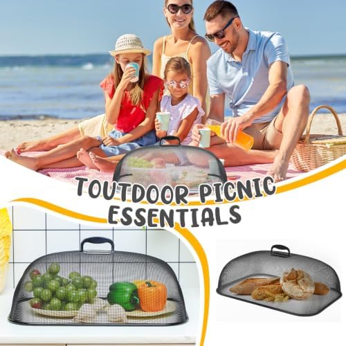 Hicarer 2 Pcs Metal Mesh Food Covers for Outdoors 18 Inch, Black - Image 5