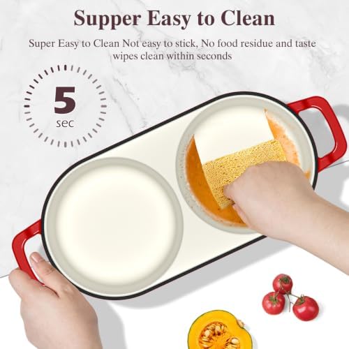 Umite Chef Dutch Oven for Bread Baking–Enamelled Cast Iron Dutch Oven Pot with Lid – 500°F Oven Safe–Double Round Loaf Bread Pan with 5" Banneton Proofing Baskets for Homemade Bread, Meatloaf, Cake - Image 6