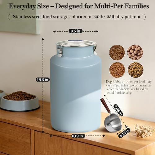 UPSKYPET 25lb Stainless Steel Dog Food Storage Container with Lid and Scoop - Image 4