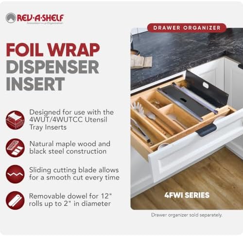 Rev-A-Shelf Foil Wrap Insert Organizer and Dispenser for Kitchen, Black - Image 2