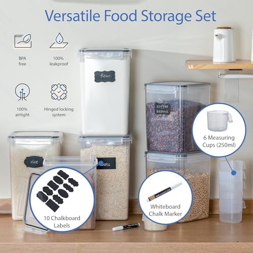 Chef's Path Large Airtight Food Storage Containers with Lids, Pack of 6, 3pcs 6.5L and 3pcs 5.2L, Kitchen and Pantry Canisters for Sugar, Flour, and Baking Supplies - Transparent - Image 7