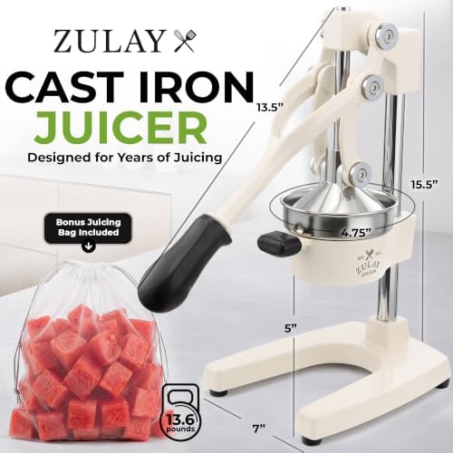 Zulay Kitchen Cast Iron Juicer, Orange Manual Juicer, Citrus Press, Ivory - Image 2