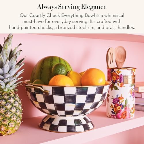 MACKENZIE-CHILDS Enamel Everything Bowl, Black-and-White Courtly Check - Image 2