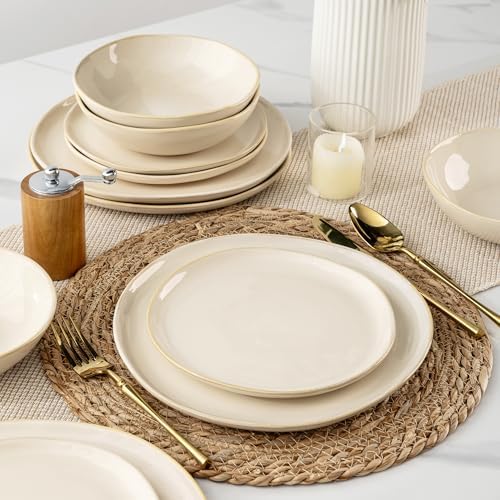 AmorArc Ceramic Dinnerware Sets for 4, 12Pcs Plates and Bowls Sets Dishes - Image 6