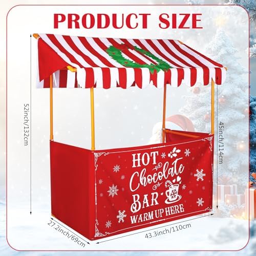 SmoothNovelty Christmas Hot Chocolate Bar Stand Decor Supplies Kit Warm up Here Hot Cocoa Coffee Shop Accessories Photo Booth Props Include Shelf, Banner, Roof, Balloons for Christmas Winter Party - Image 2