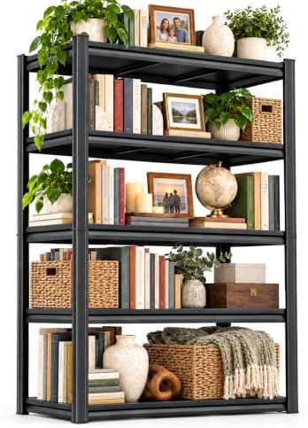 Metal Book Shelf Adjustable Heavy Duty Bookshelf with Tool-Free Assembly by PRESTELION