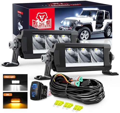 Nilight LED Light Bar with Amber DRL 2 PCS 15 W 5.3 Inch Single Row Light by Nilight