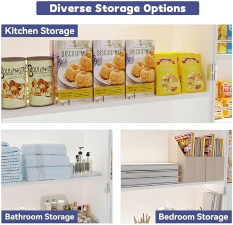 FJTJBSI 72" LED Kitchen Pantry Cabinet with 3 Drawers Farmhouse Tall Storage Cabinet Wood Food Pantry with Barn Doors and Adjustable Shelves Versatile Storage Freestanding Cupboard for Kitchen - Image 6