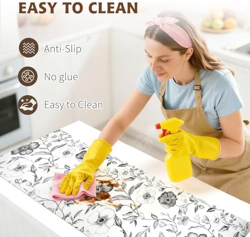 Drawer and Shelf Liner Black Flowers 23.6in x 30FT, Non Adhesive Anti-Slip - Image 5