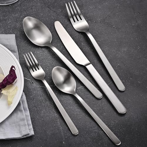 Matte Silver 30-Piece Forged Flatware Set for 4, 18/10 Stainless Steel - Image 7