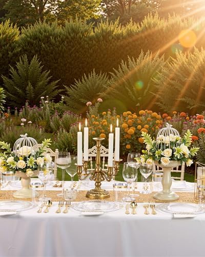 Nervure 350Pcs Clear Gold Plastic Plates, Dinnerware Sets for 50 Guests - Image 5
