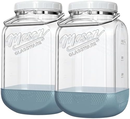 1.5 Gallon Large Glass Jar with Airtight Lid, Square, 2 Pack by Dwbligt