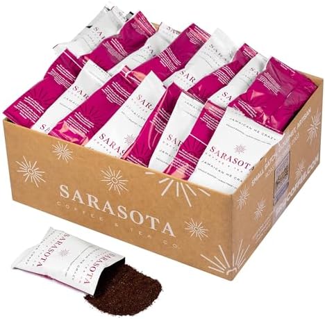 Jamaican Me Crazy Flavored Coffee Packets – Medium Roast Ground, 2oz Bulk Packs for 12-Cup Drip Coffee Maker, Low Acid, Mold Free, 36 Count by SarasotaCoffeeTeaCo
