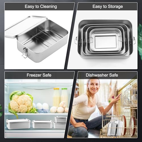 Umigy Stainless Steel Food Containers, 1200/1400/2400ml, Divided, 3 Pcs - Image 4