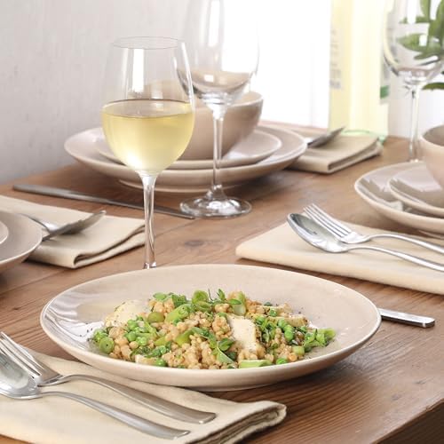 Gibson Elite Castle Peak Plates and Bowls Set, 12-Piece Dinnerware Set, Taupe Reactive Glaze Stoneware Dishes, Dinner Plates, Salad Plates & Cereal Bowls - Image 6