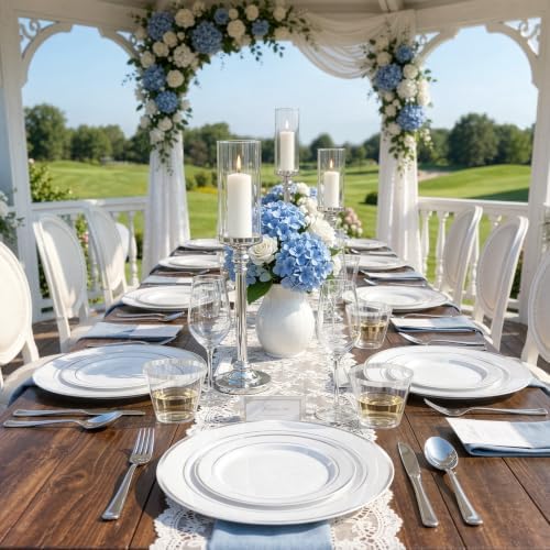 WELLIFE 600 PCS Silver Disposable Dinnerware Set for 100 Guests - Image 3