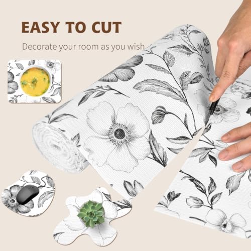 Drawer and Shelf Liner Black Flowers 23.6in x 20FT, Non Adhesive Anti-Slip - Image 7