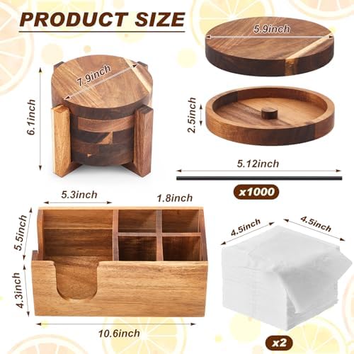 Mifoci Acacia Bar Caddy & 5 Tier Glass Rimmer Set, Bar Accessories - Image 2