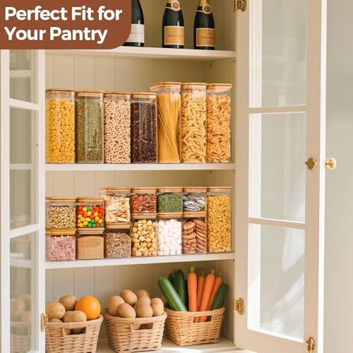 ComSaf Glass Jars with Bamboo Lids 0.8 Qt, Set of 6 Pantry Glass Jars - Image 5