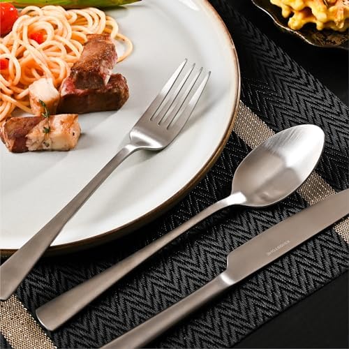 KINGSTONE 30-Piece Silverware Set, 18/10 Stainless Steel Flatware Set for 6, Matte Satin Finish Forged Cutlery Set Dishwasher Safe - Image 4