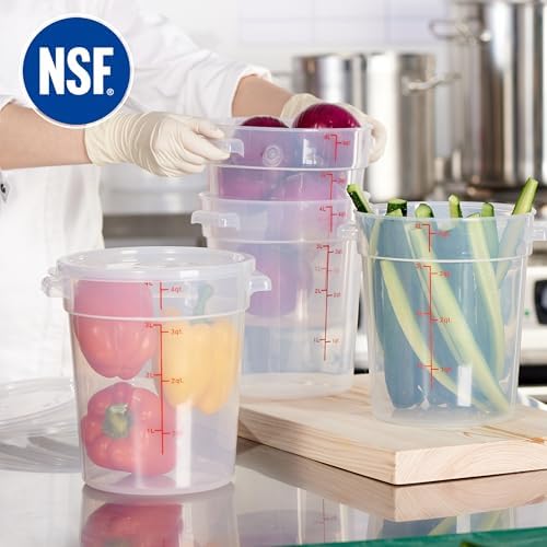 CURTA 4 Quart Translucent Round Food Storage Container with Lid, Pack of 4 – NSF Listed, BPA-Free, Commercial-Grade Polypropylene, Freezer & Dishwasher Safe, Non-Stick, Easy-Read Graduations - Image 4
