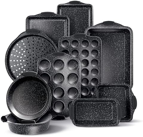 Country Kitchen Nonstick Stackable Bakeware Set - Durable, Easy Release Baking Set, Black, 10 Pcs by CountryKitchen
