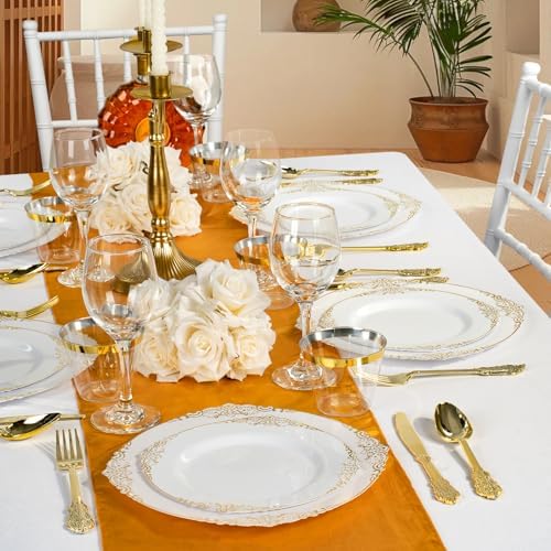 Bestluck 700PCS Gold Disposable Dinnerware for 100 Guests - Image 7