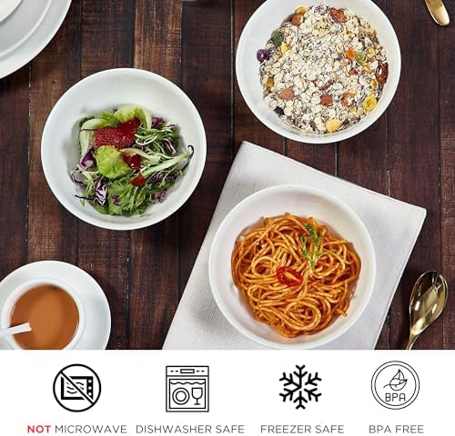 TP 18-Piece Dinnerware Set, Melamine Dishes Set with Bowls and Plates, Service for 6, Non-breakable Lightweight Dining Tableware, Ivory - Image 3