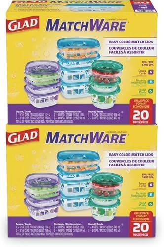 Glad GladWare MatchWare Food Storage Containers, 20 Pieces by GladTrashFoodStorage