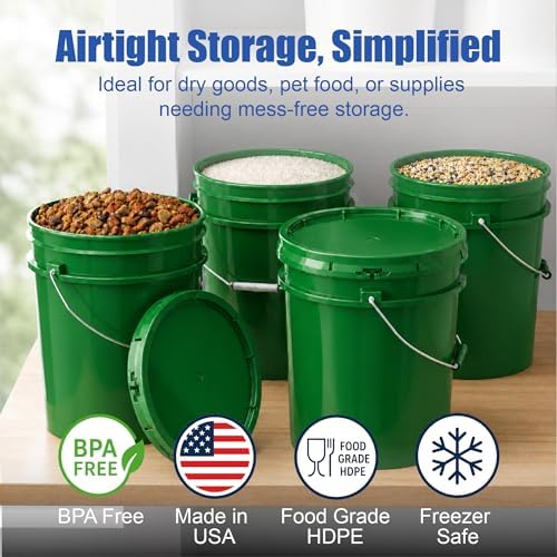 ePackageSupply 5 Gallon Bucket - Food Grade w/Lid BPA-Free, 6 Pack - Green - Image 2
