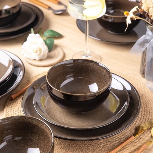 LeRatio Ceramic Dinnerware Sets for 8,24Pcs Porcelain Plates and Bowls Set - Image 3