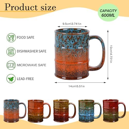 Coffee Mug,20 Oz Coffee Cups Ceramic Tea Cup Large Coffee Mug for Office and Home - Dishwasher and Microwave Safe Novelty Coffee Mug(1,Yellow and Red) - Image 3