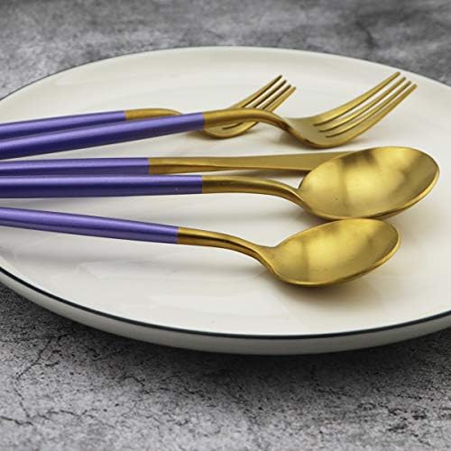 5-Piece Matte Gold Silverware Set, 18/10 Stainless Steel Satin Finish Flatware, Kitchen Utensil Set, Dishwasher Safe - Image 5