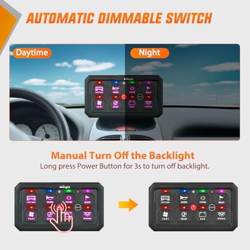 Nilight 8 Gang Switch Panel APP RGB 12V 24V Circuit Control System 4-Mode - Image 5
