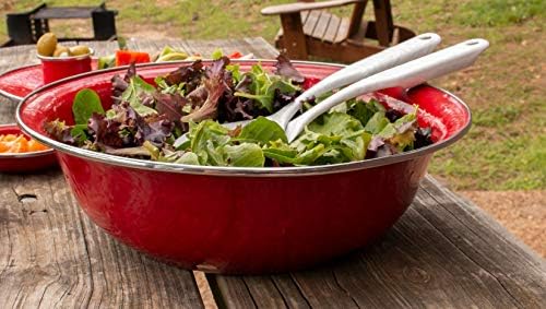 Golden Rabbit Enamelware Serving Basin, 4 quart, Solid Red Textured - Image 2
