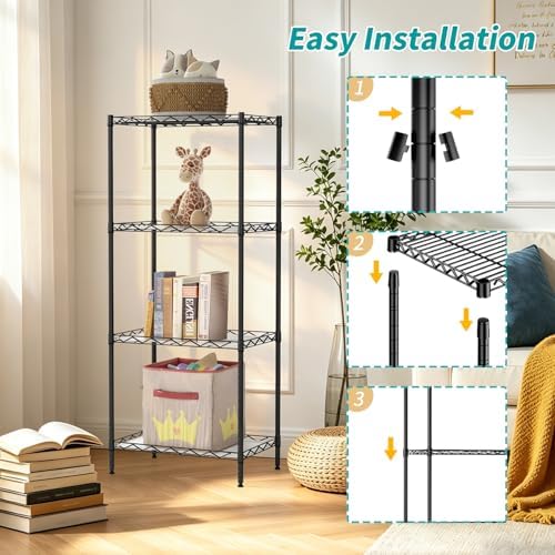 BestOffice | 4-Tier Wire Shelf | 12" x 18" x 44 | Black - Image 6