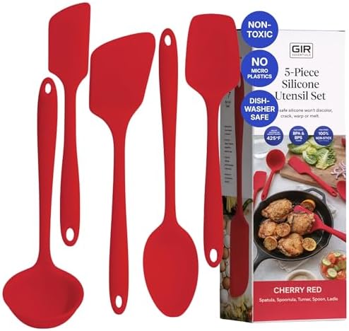 GIR: 5-Piece Silicone Essentials Kitchen Utensils Set – Cherry Red by GIRGetItRight