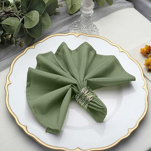 100 pcs 17-Inch Willow Green Polyester Luncheon Napkins - for Wedding Party Reception Events Restaurant Kitchen Home by BalsaCircle