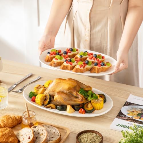 vancasso Ceramic Serving Platters Set of 3, Oval 16/14.7/13.5 Inch, White - Image 6