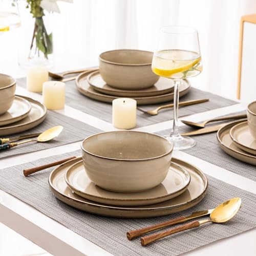 GBHOME Dinnerware Sets for 4, 12 Pieces Ceramic Plates and Bowls Set - Image 6